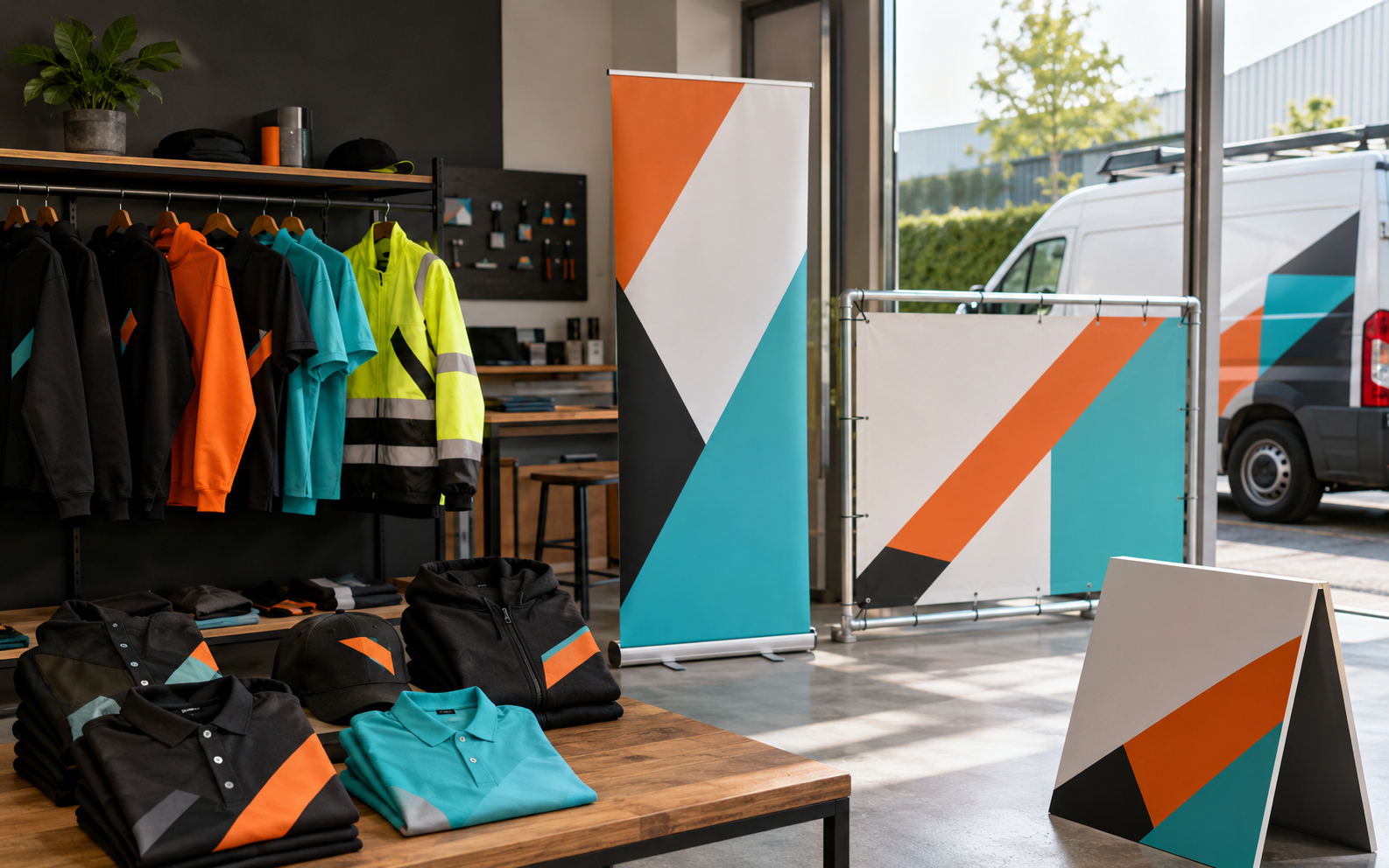Kledij, drukwerk en professioneel publiciteitsmateriaal